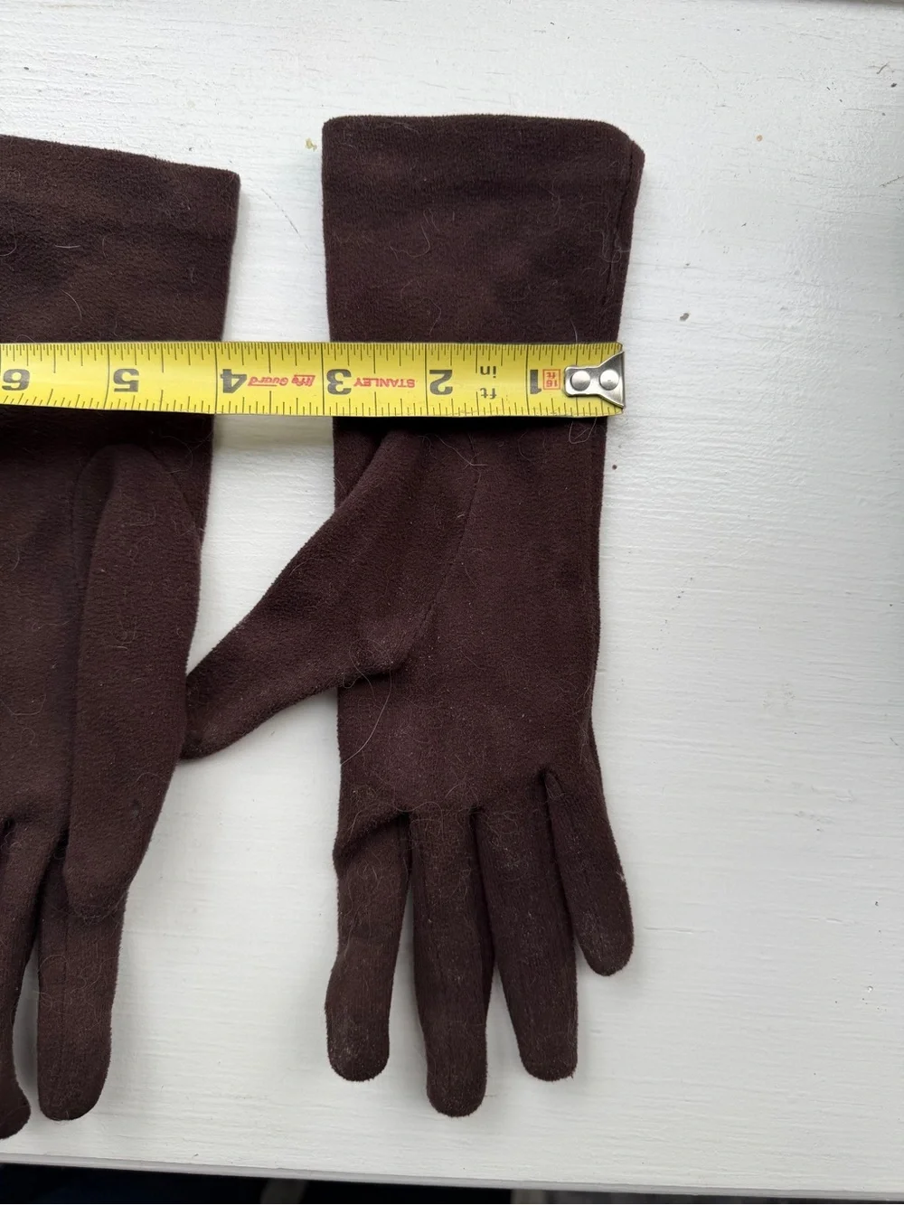 Vintage Suede Brown Embroidered Floral Gloves - Women Accessories
